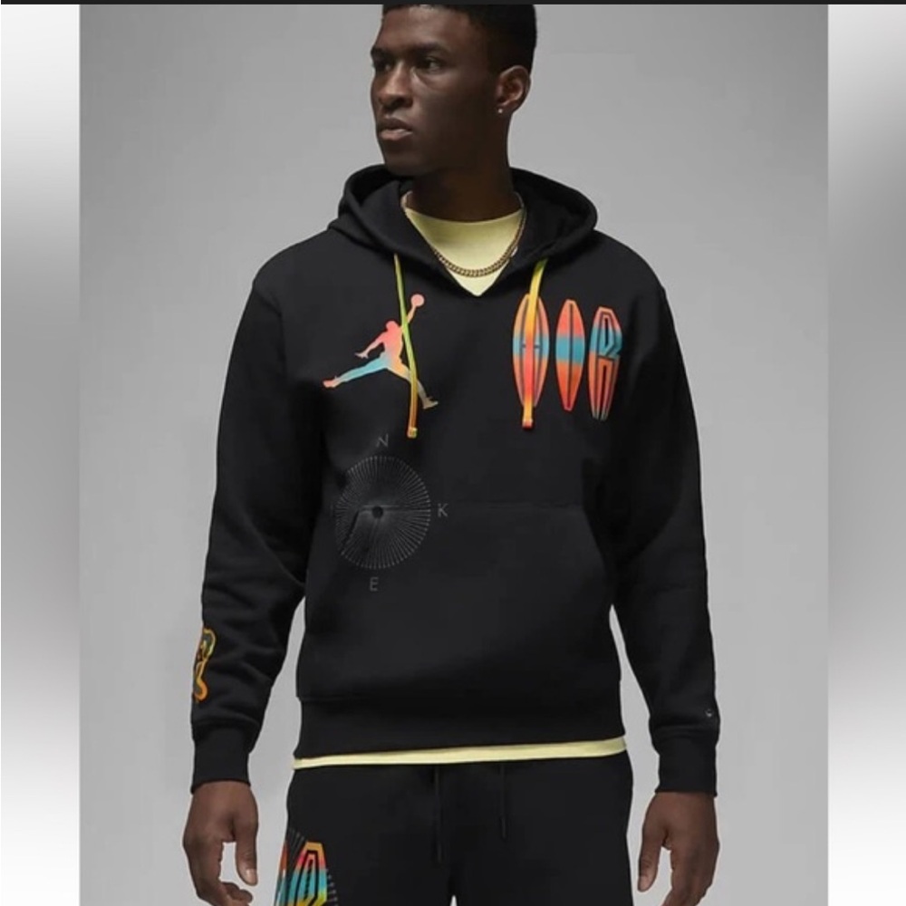 Nike Air Jordan Flight MVP Black Neon Hoodie Size XS - Picture 2 of 4